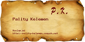 Pality Kelemen névjegykártya